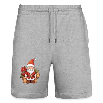Weihnachts Wichtel - Stanley/Stella Unisex Bio Joggingshorts Trainer  - Grau meliert - Vorne - Nik (191cm) & Marisol (170cm)