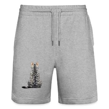 Ägyptische Mau-Katze - Stanley/Stella Unisex Bio Joggingshorts Trainer  - Grau meliert - Vorne - Nik (191cm) & Marisol (170cm)