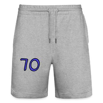 ANNIVERSARY. HAPPY BIRTHDAY. HAPPY BIRTHDAY. - Stanley/Stella Trainer Unisex Organic Jogging Shorts - heather grey - Front - Nik (191cm) & Marisol (170cm)