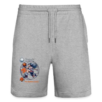 Dynamische Weibliche Basketball-Meisterin Illustration - Stanley/Stella Unisex Bio Joggingshorts Trainer  - Grau meliert - Vorne - Nik (191cm) & Marisol (170cm)