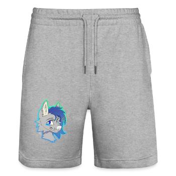 Carillon éolien, la louve (par Derpy Fox) - Short de jogging bio TRAINER Stanley/Stella unisexe - gris chiné - Devant - Nik (191cm) & Marisol (170cm)