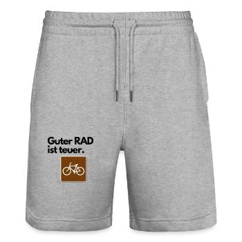 Guter RAD ist teuer. - Stanley/Stella Unisex Bio Joggingshorts Trainer  - Grau meliert - Vorne - Nik (191cm) & Marisol (170cm)