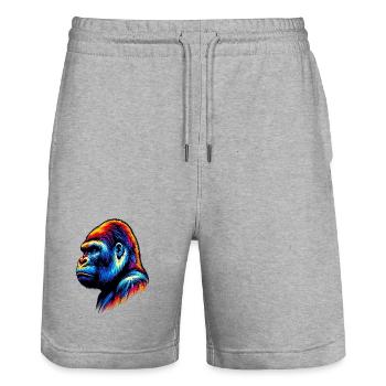 Gorilla - Stanley/Stella Unisex Bio Joggingshorts Trainer  - Grau meliert - Vorne - Nik (191cm) & Marisol (170cm)