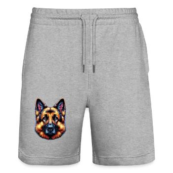 German Shepherd Dog Rex - Stanley/Stella Trainer Unisex Organic Jogging Shorts - heather grey - Front - Nik (191cm) & Marisol (170cm)