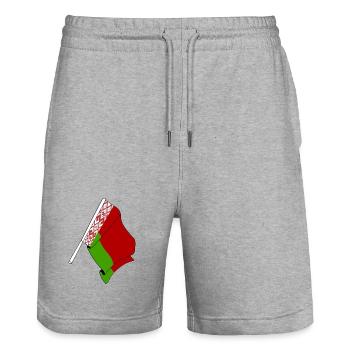 Drapeau de la Russie blanche - Short de jogging bio TRAINER Stanley/Stella unisexe - gris chiné - Devant - Nik (191cm) & Marisol (170cm)
