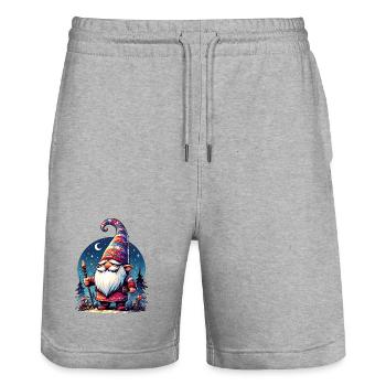 Elfe gobelin gnome - Short de jogging bio TRAINER Stanley/Stella unisexe - gris chiné - Devant - Nik (191cm) & Marisol (170cm)