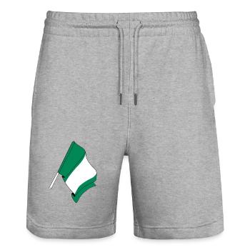 Drapeau du Nigeria - Short de jogging bio TRAINER Stanley/Stella unisexe - gris chiné - Devant - Nik (191cm) & Marisol (170cm)