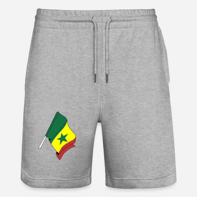 Drapeau du Sénégal - Short de jogging bio TRAINER Stanley/Stella unisexe - gris chiné