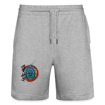 Samurai - Stanley/Stella Unisex Bio Joggingshorts Trainer  - Grau meliert - Vorne - Nik (191cm) & Marisol (170cm)