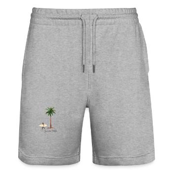 Tu m’as eu à Aloha, Hawaï, Surf, Heureux - Short de jogging bio TRAINER Stanley/Stella unisexe - gris chiné - Devant - Nik (191cm) & Marisol (170cm)
