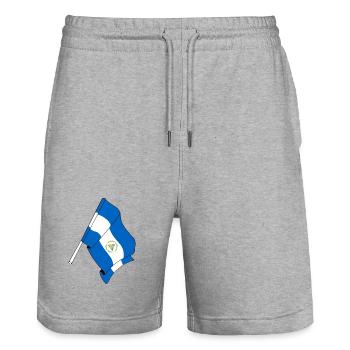 Drapeau Nicaragua - Short de jogging bio TRAINER Stanley/Stella unisexe - gris chiné - Devant - Nik (191cm) & Marisol (170cm)