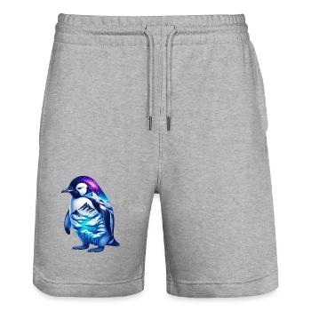 Pinguin - Stanley/Stella Unisex Bio Joggingshorts Trainer  - Grau meliert - Vorne - Nik (191cm) & Marisol (170cm)