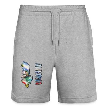 Aquarell Landkarte Albanien - Stanley/Stella Unisex Bio Joggingshorts Trainer  - Grau meliert - Vorne - Nik (191cm) & Marisol (170cm)