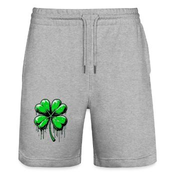 Four-leaf clover - Stanley/Stella Trainer Unisex Organic Jogging Shorts - heather grey - Front - Nik (191cm) & Marisol (170cm)