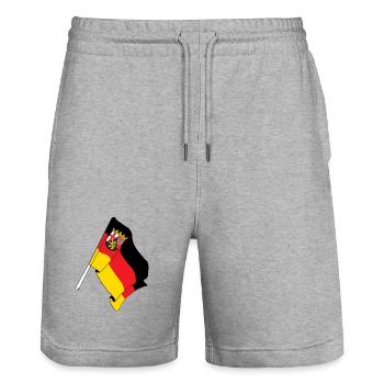 Flag Rhineland-Palatinate - Stanley/Stella Trainer Unisex Organic Jogging Shorts - heather grey - Front - Nik (191cm) & Marisol (170cm)