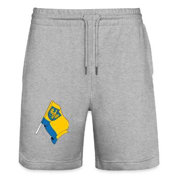 Drapeau Opole Pologne - Short de jogging bio TRAINER Stanley/Stella unisexe - gris chiné - Devant - Nik (191cm) & Marisol (170cm)