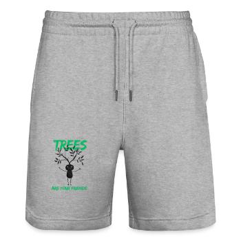 Funny Tree Friend Motif - Stanley/Stella Trainer Unisex Organic Jogging Shorts - heather grey - Front - Nik (191cm) & Marisol (170cm)