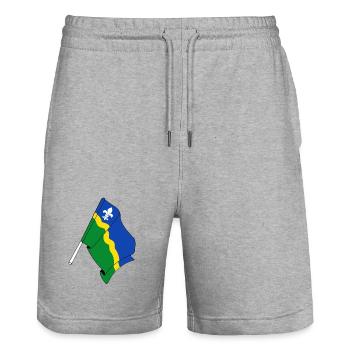 Flag of the province of Flevoland - Stanley/Stella Trainer Unisex Organic Jogging Shorts - heather grey - Front - Nik (191cm) & Marisol (170cm)