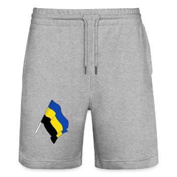 Flag of the province of Gelderland - Stanley/Stella Trainer Unisex Organic Jogging Shorts - heather grey - Front - Nik (191cm) & Marisol (170cm)
