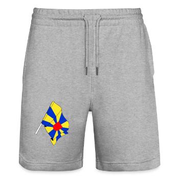 Drapeau Flandre occidentale Belgique - Short de jogging bio TRAINER Stanley/Stella unisexe - gris chiné - Devant - Nik (191cm) & Marisol (170cm)