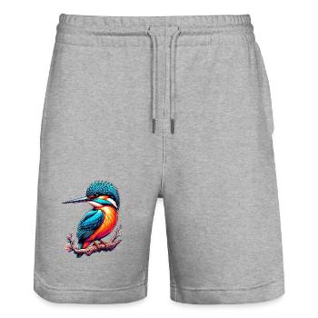 Martin-pêcheur - Short de jogging bio TRAINER Stanley/Stella unisexe - gris chiné - Devant - Nik (191cm) & Marisol (170cm)