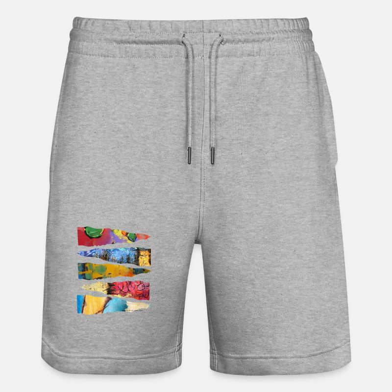Abstraktes buntes Farbschicht-Design - Stanley/Stella Unisex Bio Joggingshorts Trainer  - Grau meliert