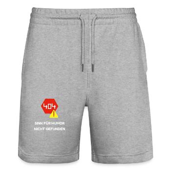 Humor im Code: Eine visuelle Fehlermeldung - Stanley/Stella Unisex Bio Joggingshorts Trainer  - Grau meliert - Vorne - Nik (191cm) & Marisol (170cm)