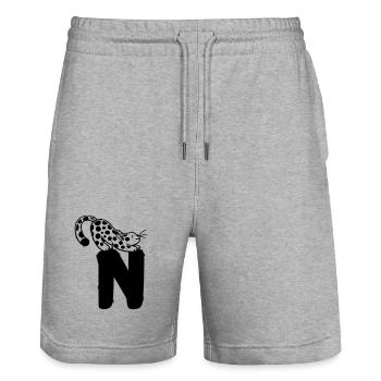Katze Buchstabe N - Stanley/Stella Unisex Bio Joggingshorts Trainer  - Grau meliert - Vorne - Nik (191cm) & Marisol (170cm)