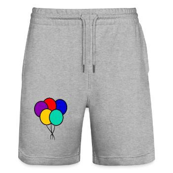 BALLON. ANNIVERSAIRE. HAPPY BIRTHDAY. JOYEUX ANNIV - Short de jogging bio TRAINER Stanley/Stella unisexe - gris chiné - Devant - Nik (191cm) & Marisol (170cm)