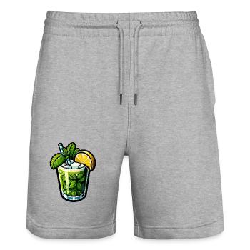 Mojito Cocktail Rum Limette Minze - Stanley/Stella Unisex Bio Joggingshorts Trainer  - Grau meliert - Vorne - Nik (191cm) & Marisol (170cm)
