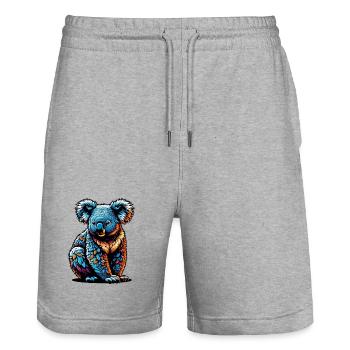 Koala - Short de jogging bio TRAINER Stanley/Stella unisexe - gris chiné - Devant - Nik (191cm) & Marisol (170cm)