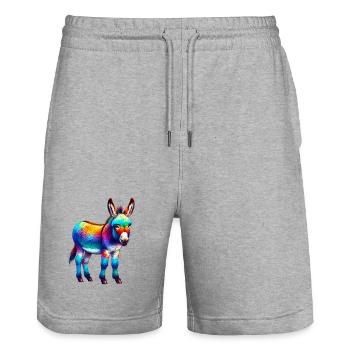 Esel-Maultier - Stanley/Stella Unisex Bio Joggingshorts Trainer  - Grau meliert - Vorne - Nik (191cm) & Marisol (170cm)