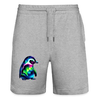 Penguin - Stanley/Stella Trainer Unisex Organic Jogging Shorts - heather grey - Front - Nik (191cm) & Marisol (170cm)