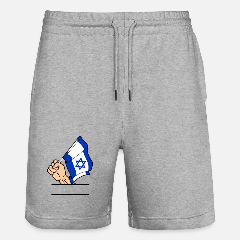 Flag Israël premier espace de texte - Short de jogging bio TRAINER Stanley/Stella unisexe - gris chiné
