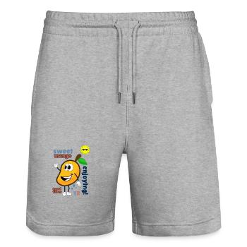 Mangue jaune fruit manche design mangues mangues - Short de jogging bio TRAINER Stanley/Stella unisexe - gris chiné - Devant - Nik (191cm) & Marisol (170cm)