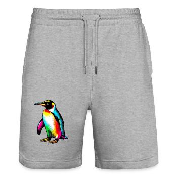 Pingouin - Short de jogging bio TRAINER Stanley/Stella unisexe - gris chiné - Devant - Nik (191cm) & Marisol (170cm)