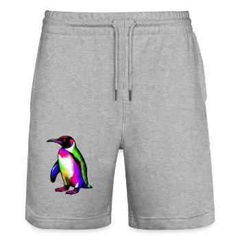 Penguin - Stanley/Stella Trainer Unisex Organic Jogging Shorts - heather grey - Front - Nik (191cm) & Marisol (170cm)
