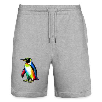 Pingouin - Short de jogging bio TRAINER Stanley/Stella unisexe - gris chiné - Devant - Nik (191cm) & Marisol (170cm)
