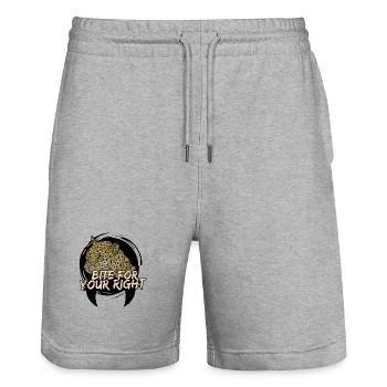 Bite for Your Right 🐆 Jaguar Power - Stanley/Stella Trainer Unisex Organic Jogging Shorts - heather grey - Front - Nik (191cm) & Marisol (170cm)