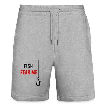 Fish Fear Me - Stanley/Stella Trainer Unisex Organic Jogging Shorts - heather grey - Front - Nik (191cm) & Marisol (170cm)