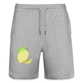 Citron, jaune - Short de jogging bio TRAINER Stanley/Stella unisexe - gris chiné - Devant - Nik (191cm) & Marisol (170cm)
