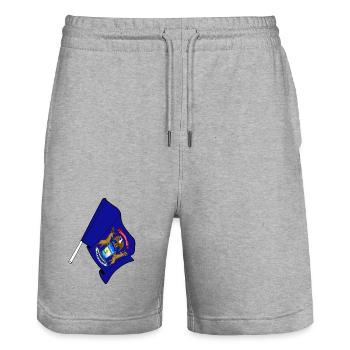 Flagge von Michigan - Stanley/Stella Unisex Bio Joggingshorts Trainer  - Grau meliert - Vorne - Nik (191cm) & Marisol (170cm)
