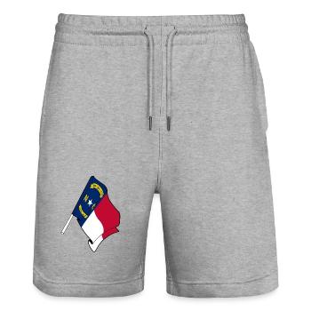Flagge von North Carolina - Stanley/Stella Unisex Bio Joggingshorts Trainer  - Grau meliert - Vorne - Nik (191cm) & Marisol (170cm)