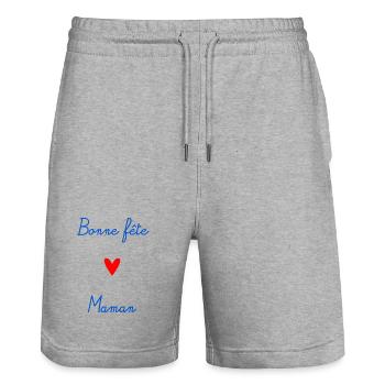 MOTHER'S DAY. HAPPY MOTHER'S DAY. MOM - Stanley/Stella Trainer Unisex Organic Jogging Shorts - heather grey - Front - Nik (191cm) & Marisol (170cm)