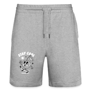 Bleib cool Motivierendes Lächeln Design - Stanley/Stella Unisex Bio Joggingshorts Trainer  - Grau meliert - Vorne - Nik (191cm) & Marisol (170cm)