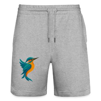 Kingfisher stylisé Forme élégante en bleu-orange - Short de jogging bio TRAINER Stanley/Stella unisexe - gris chiné - Devant - Nik (191cm) & Marisol (170cm)