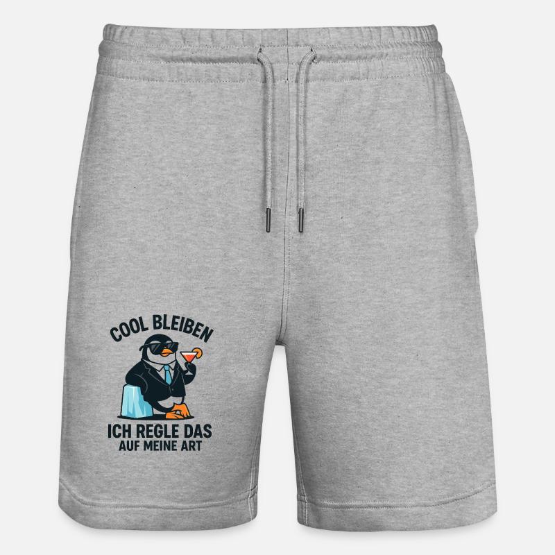 Penguin Cocktail Anzug - Stanley/Stella Unisex Bio Joggingshorts Trainer  - Grau meliert