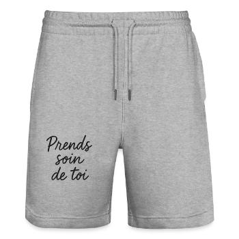 Prends soin de toi - Short de jogging bio TRAINER Stanley/Stella unisexe - gris chiné - Devant - Nik (191cm) & Marisol (170cm)