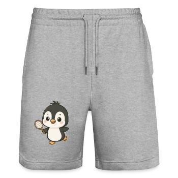 Süßer Pinguin Tennis Spieler Cartoon Chibi Sport - Stanley/Stella Unisex Bio Joggingshorts Trainer  - Grau meliert - Vorne - Nik (191cm) & Marisol (170cm)