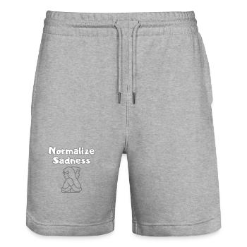 Normalize Sadness – Depression Is Real Shirt - Stanley/Stella Unisex Bio Joggingshorts Trainer  - Grau meliert - Vorne - Nik (191cm) & Marisol (170cm)